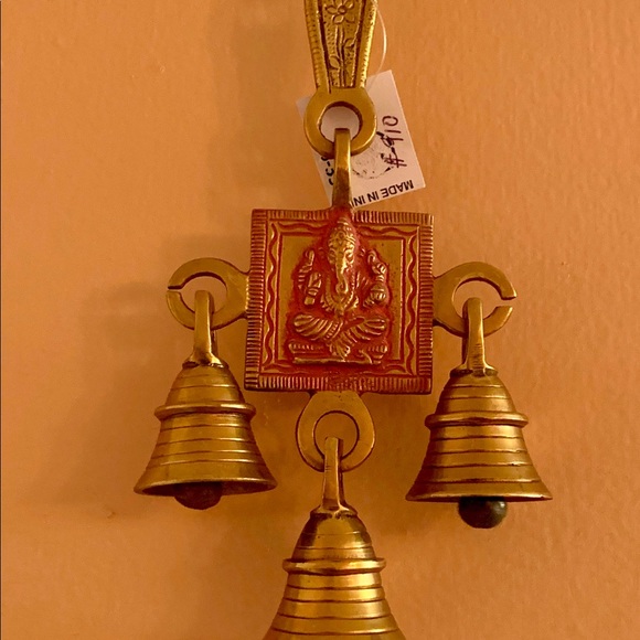 Golden Red Antique Style Brass Ganesha Wind Chime - Picture 10 of 10